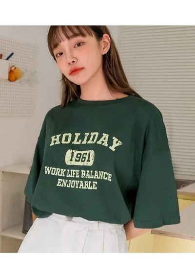 Kozia Outdoors Malkoçbey Holiday Baskili Oversize Unisex Basic T-shirt Yeşil