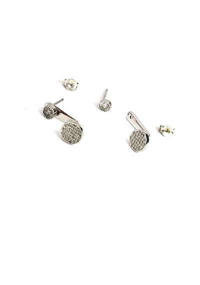 Pırlanta Işıltısında Zirkon Taşlı Gümüş Earcuff Cift Küpe