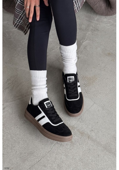 V.S.H Velvet Rota Kadın Siyah-beyaz Sneaker Spor Ayakkabı - Kadın Günlük Ayakkabı-2526 Siyah Beyaz