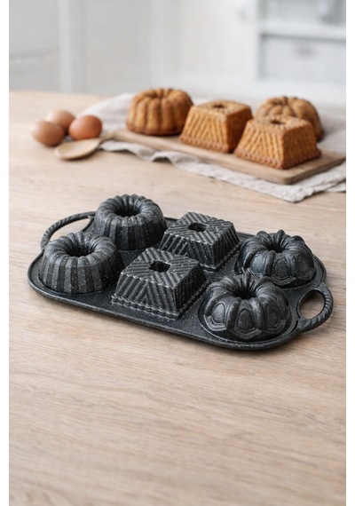 Hexa 6'lı Muffin Döküm Kek Kalıbı Antrasit Antrasit