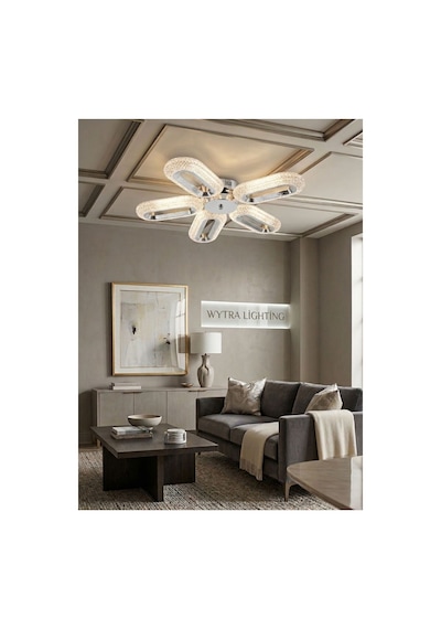 LumiaLighting Eclipse Model 5"li Gümüş 3 Renk Modu Ledli Modern Tavana Sıfır Salon Mutfak Yatak Odası Led Avize