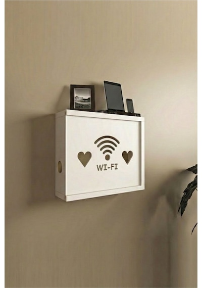 Wifi-modem Kalpli Kapak Saklama Kutusu Bilgisayar Kablo Priz Beyaz