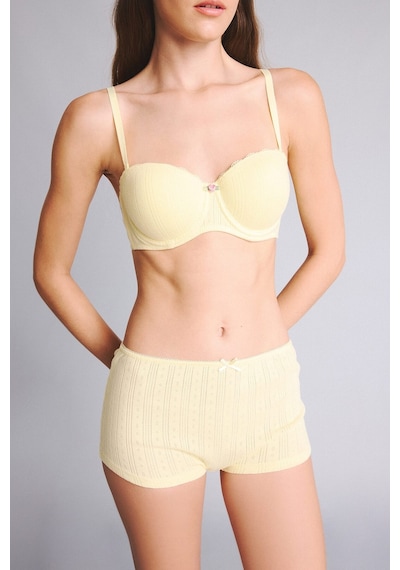 Defacto %100 Pamuk Fitlli Elastik Bel Fiyonk Detaylı Sarı Boxer H3650ax26spyl83 Sarı-yl83