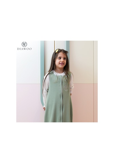 Diawoo Cocoon Walker 4 Mevsim Merino Uyku Tulumu,%100 Merino-org. Pamuk,2-7 Yaş Haki Haki