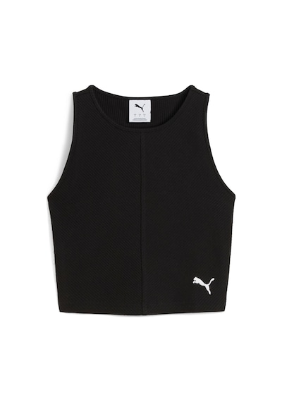 Puma Wardrobe Ess Ribbed Crop Top Kadın T-shirt SIYAH