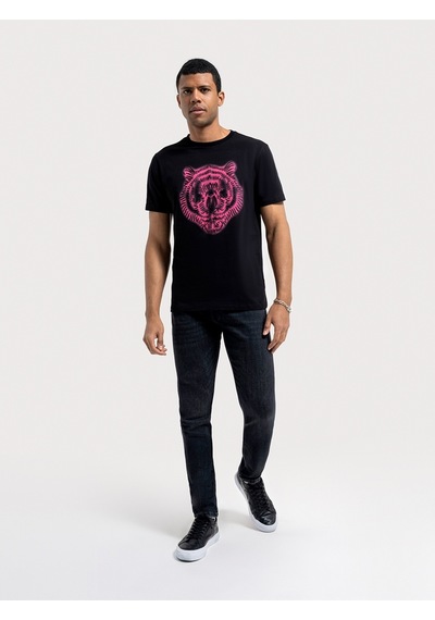 Regular Fit Erkek Tshirt K.kol Black&pınk