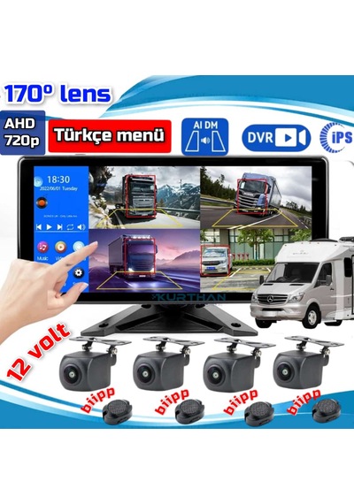Dokunmatik Dvr Monitör Ve 4 Adet Ahd 720p Nesne Tanımalı Kamera