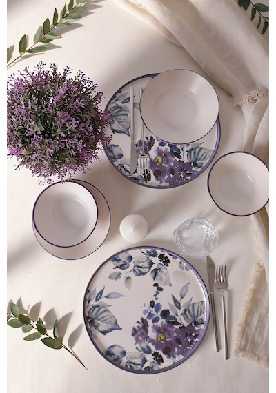 Keramika Purple Flower Yemek Takımı 6 Parça 2 Kişilik 21329-30-31 Çok Renkli