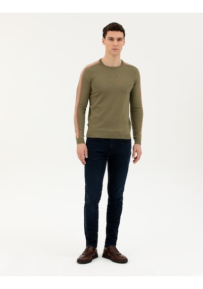 Pierre Cardin Erkek Haki Triko Kazak 50281821-vr027 Haki