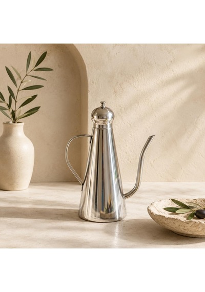 1 Litre Paslanmaz Çelik Sızdırmaz Yağdanlık - Damlatmaz Hassas Döküm Ağızlı Ergonomik Çelik Yağdanlık