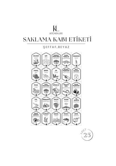 Kitchen Life 9'lu Etiketli Square Kare Erzak Saklama Kabı Seti 1200 ML - Sert Kapaklı Düzenleyici Kavanoz