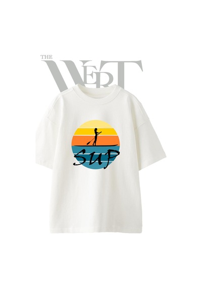 Thewert Sup Tasarım Baskılı Ünisex Beyaz Oversize T-shirt
