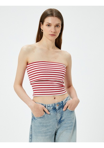 Koton Straplez Üst Kat Detaylı Ribanalı Slim Fit Kırmızı Çizgili 4sak10698ek Kırmızı Çizgili Koton Straplez Üst Kat Detaylı Ribanalı Slim Fit Kırmızı Çizgili 4sak10698ek Kırmızı Çizgili