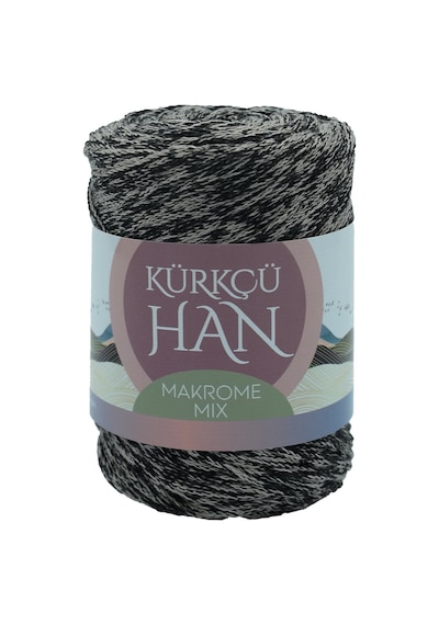 Kürkçü Han Makrome Mix 200gr 120m El Örgü İpi Gri-siyah