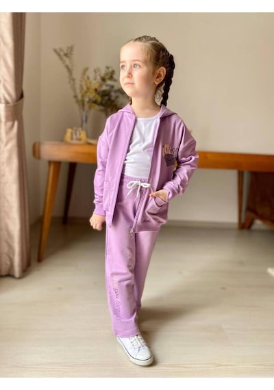 Ki Z Çocuk Eşofman Taki Mi 2 Li . Boru Paça Farmuarli Kapuşonlu Takim. Love Baski Li Taki M.-130 Mor Ki Z Çocuk Eşofman Taki Mi 2 Li . Boru Paça Farmuarli Kapuşonlu Takim. Love Baski Li Taki M.-130 Mor