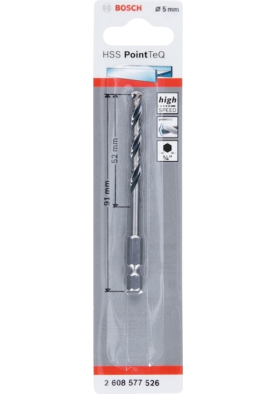 Bosch HSS PointTeQ Hex 5mm Altıgen Metal Delme Ucu - 2608577526