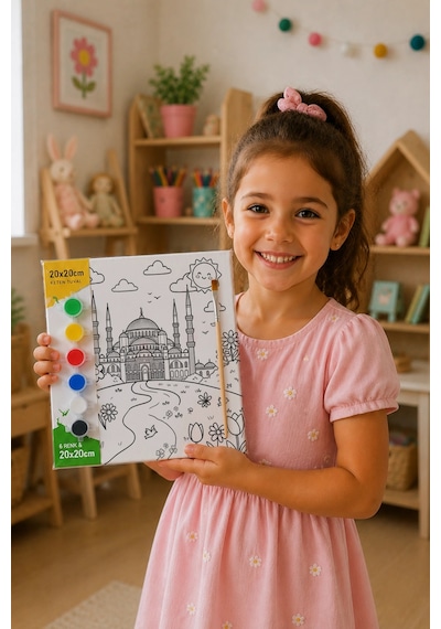 Çiçek Bahçesinde Sultanahmet Camii Şövalesiz Boya Seti 20x20