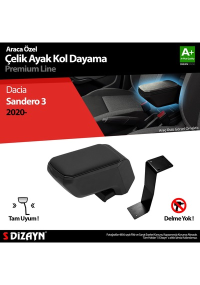 S-dizayn Dacia Sandero Kol Dayama Kolçak Çelik Ayaklı Abs Siyah 2020 Üzeri A+kalite