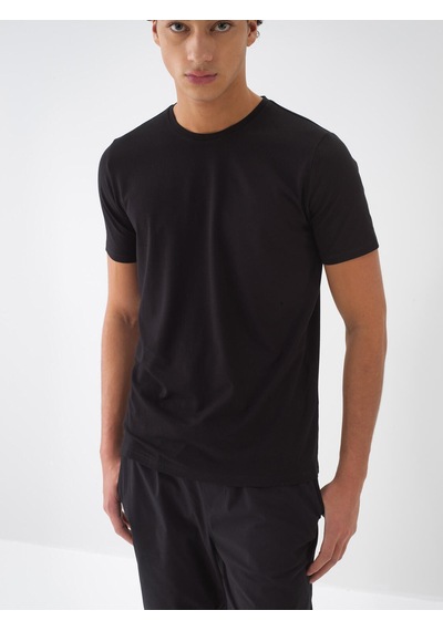 Xint Siyah Pamuk Dokulu Slim Fit Tişört 502069