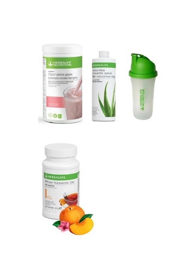 Herbalife Ahududu Beyaz Çikolata Shake - Aloe Suyu - 50 Gr Şeftali Aromalı Çay Ve Shaker Seti