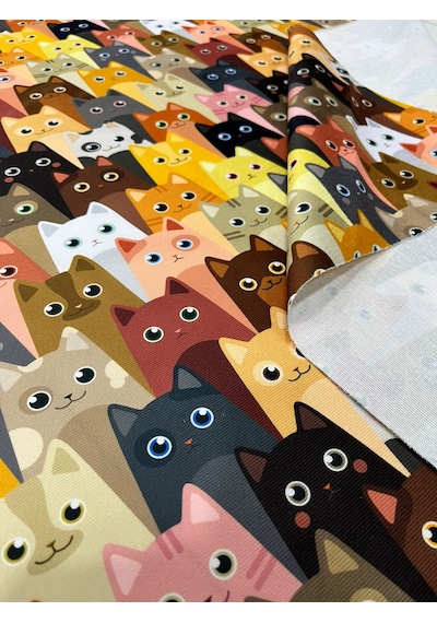 Hayvan Desenli Kedi Desenli Dijital Baskı Döşemelik Kumaş