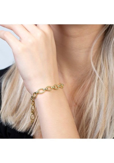 Gold Renk Halloy Model 925 Ayar Gümüş Kadın Bileklik