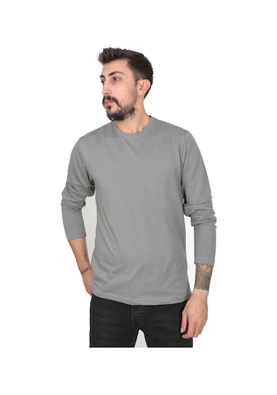Fabio Cassani Classics Regular Fit Bisiklet Yaka Uzun Kollu Erkek Tişört 3'lü - Beyaz - Gri - Siyah