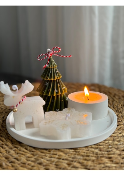 Kübra Design Candles Yılbaşı Özel Çam Ağaçlı Mum Seti