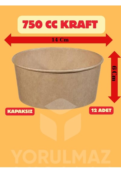750 Cc Kraft Salata Kasesi Kapaksız 12 Li Geniş Hacimli Şık Sunum