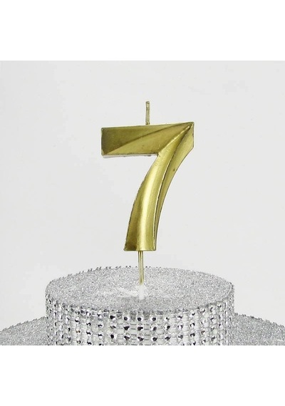 Parti Vitrini 7 Yedi Rakamlı Gold Altın Mum 6.5 Cm Çok Renkli