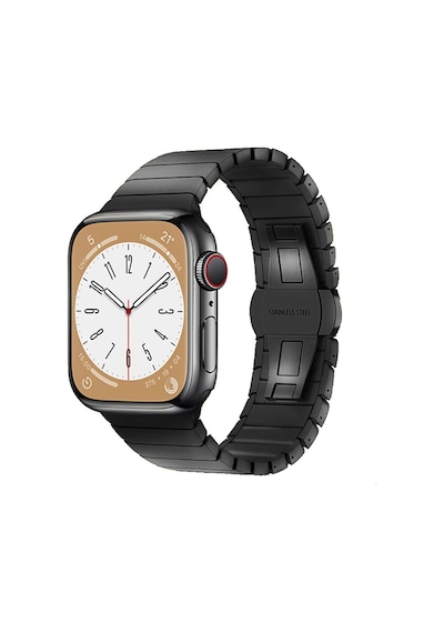 Apple Watch 38mm Kr413 Fine Steel Kordon Saat Değildir - Siyah Diğer