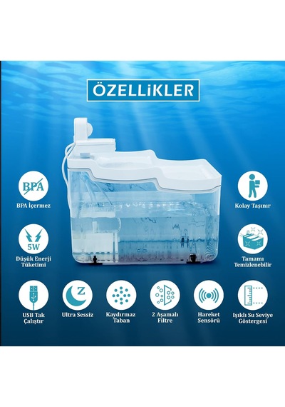 Sensörlü Kedi Su Sebili Otomatik Kedi Su Pınarı Hareket Sensörlü Evcil Hayvan Su Kabı Sessiz Su Akışı İle Kediler İçin Temiz İçme Suyu Çözümü Haki