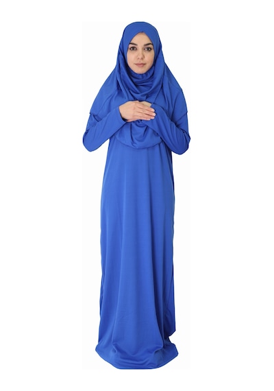 Zehranaz Namaz Elbisesi Saks Mavisi Fermuarsız Namaz Elbisesi Saks