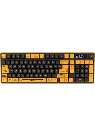 Hawk Gaming Hk258 Membrane Lcd Rgb Kablosuz/bluetooth Cyber Sarı Siyah Full Türkçe Gaming Klavye