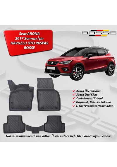 Seat Arona Paspas Araca Özel 2017 Sonrası BOSSE 3D Havuzlu Oto Paspas