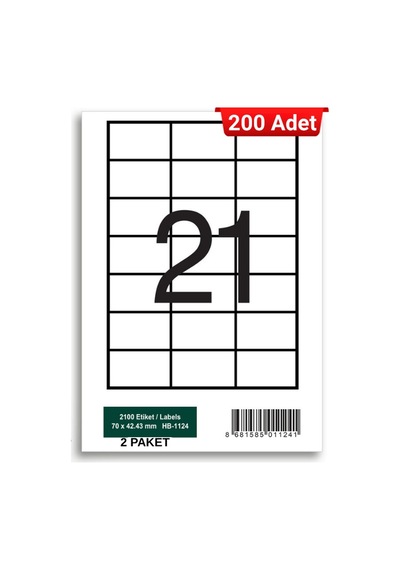 Herboy Hb-1124 70 X 42,43 Mm A4 Laser Etiket 200 Adet