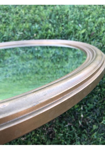 Vintage Plastik Çerçeveli Oval Ayna 78x62 cm - Dekoratif Ayna Açık Kahverengi