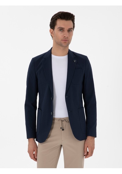 Cacharel Koyu Lacivert Slim Fit Spor Ceket
