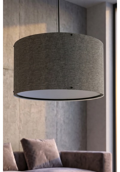 Koyu Gri Kumaş Başlıklı Sarkıt Avize 35 Cm Standart