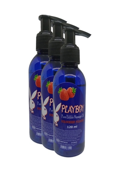 Playboy Pure Edible Massage Oil 120ml Çilek Aromalı Masaj Yağı 3 Adet