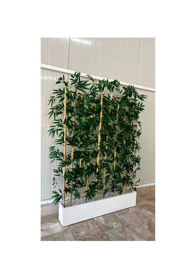 Bambu Seperatör 100 Cm Saksılı Yapay Bambu Premium 130 Cm 26-28 Yaprak 10 Dal Çok Renkli