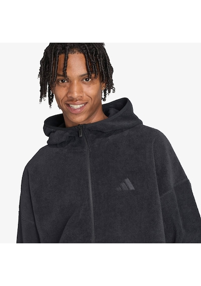 Adidas Future İcons Small Logo Low Pile Fleece Full Zip Erkek Siyah Eşofman Üstü Jm6053 Siyah
