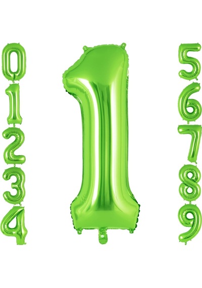 1 Sıfır Rakam Açık Yeşil Folyo Balon 32-34" Inc 82 Cm
