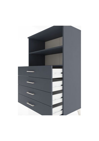 Hyperion Dolap 2 Raflı 4 Çekmeceli 88x44x134 Antrasit-antrasit Antrasit