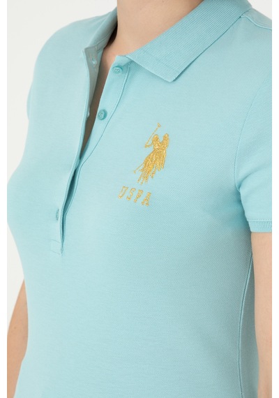 U.S. Polo Assn. Kadın Su Yeşili Basic Polo Yaka Tişört 50280071-VR083