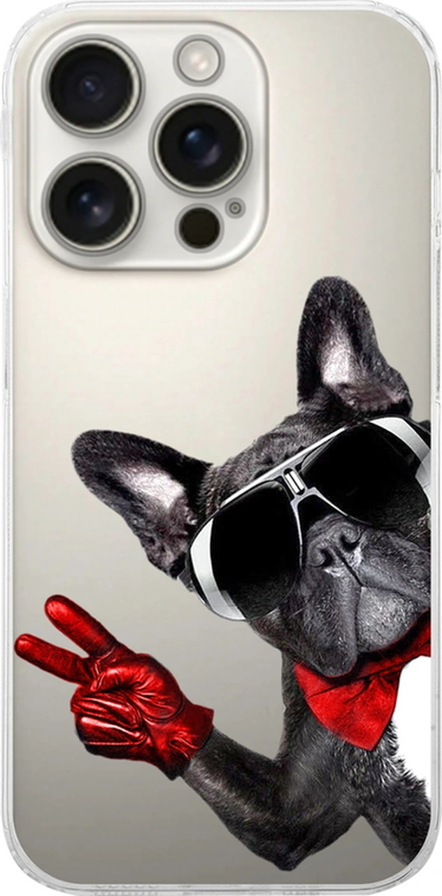 Apple Uyumlu iPhone 16 Pro İle Köpek 2 Baskılı Kamera Korumalı Şeffaf Kılıf