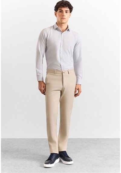 Süvari Bej Slim Düz Armürlü Normal Bel Casual Pantolon Pn2020500766-bj3
