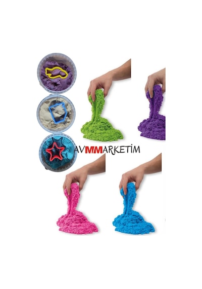 Kutulu Kinetik Oyun Kumu Oyun Kalıbı Hediyeli Kinetik Kum Doğal Oyun Kumu Çok Renkli