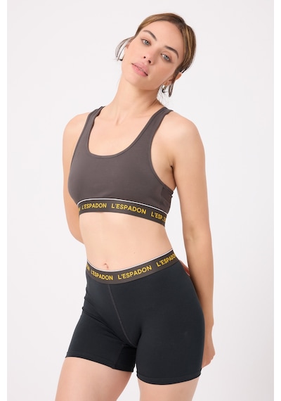 Racer Crop Top Racer Back Crop Top-3285 Kömür Gri Kahve