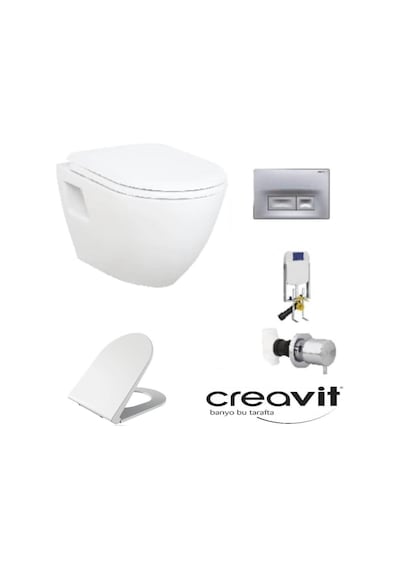 Creavit GR5001-Tp325 Gömme Rezervuar Seti 5 Lİ SET YAVAŞ KAPAK - MAT BUTON